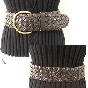 Woven/Braided Chocolate Brown Leather Belt